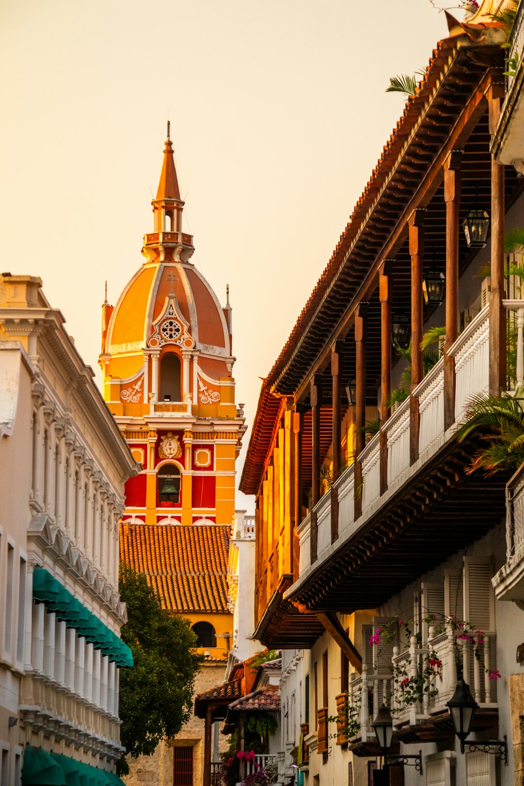 Colorful colonial street in Cartagena, Colombia